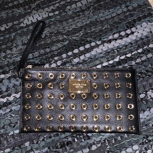 Michael Kors black leather wristlet